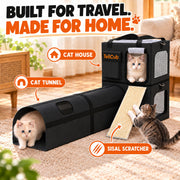 TeliCub 2 Cat Carriers for Travel & Home with Tunnel and Scratcher