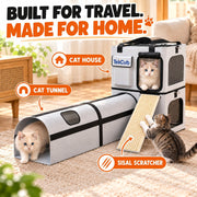 TeliCub 2 Cat Carriers for Travel & Home with Tunnel and Scratcher