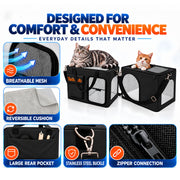 TeliCub 2 Cat Carriers for Travel & Home with Tunnel and Scratcher